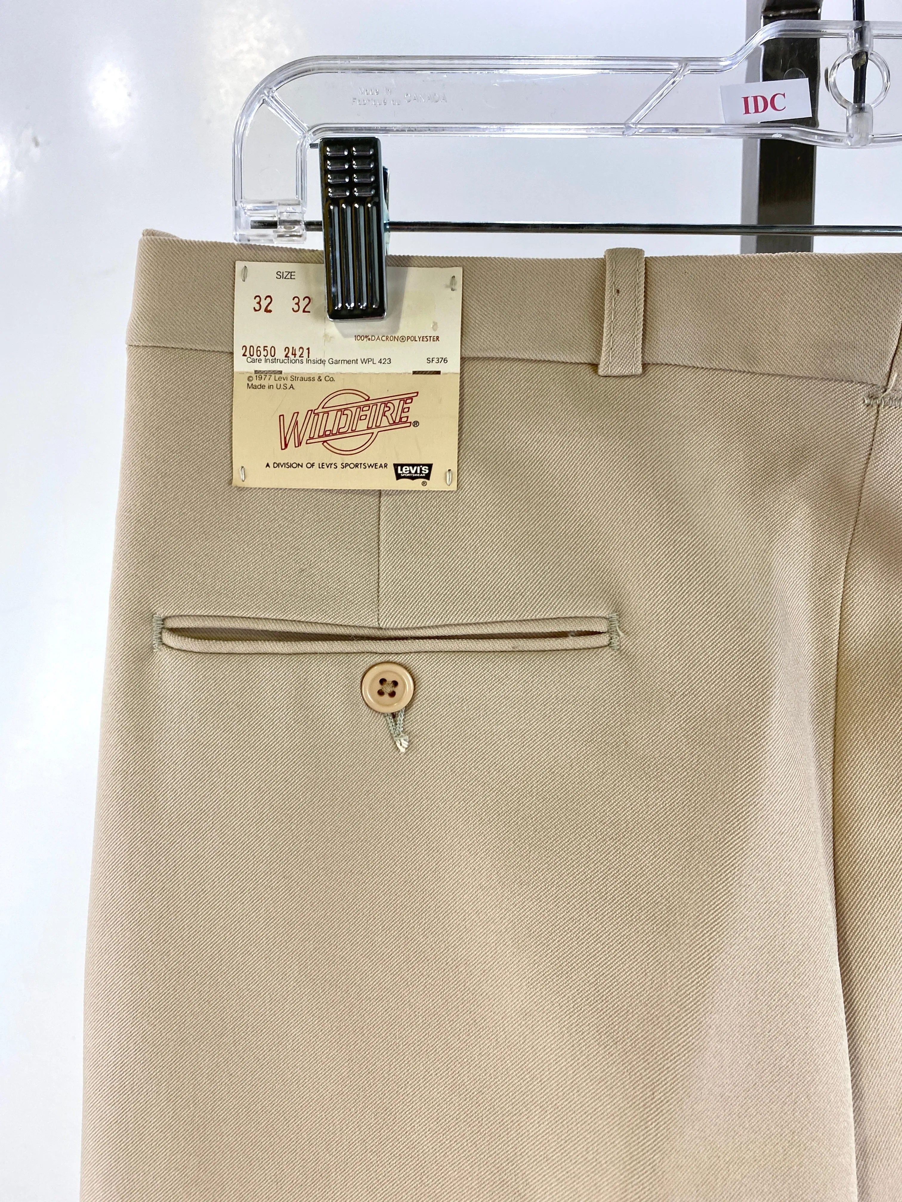 Vintage 1970s Deadstock Flared Levi's Trousers, Men's Beige Slacks, NOS