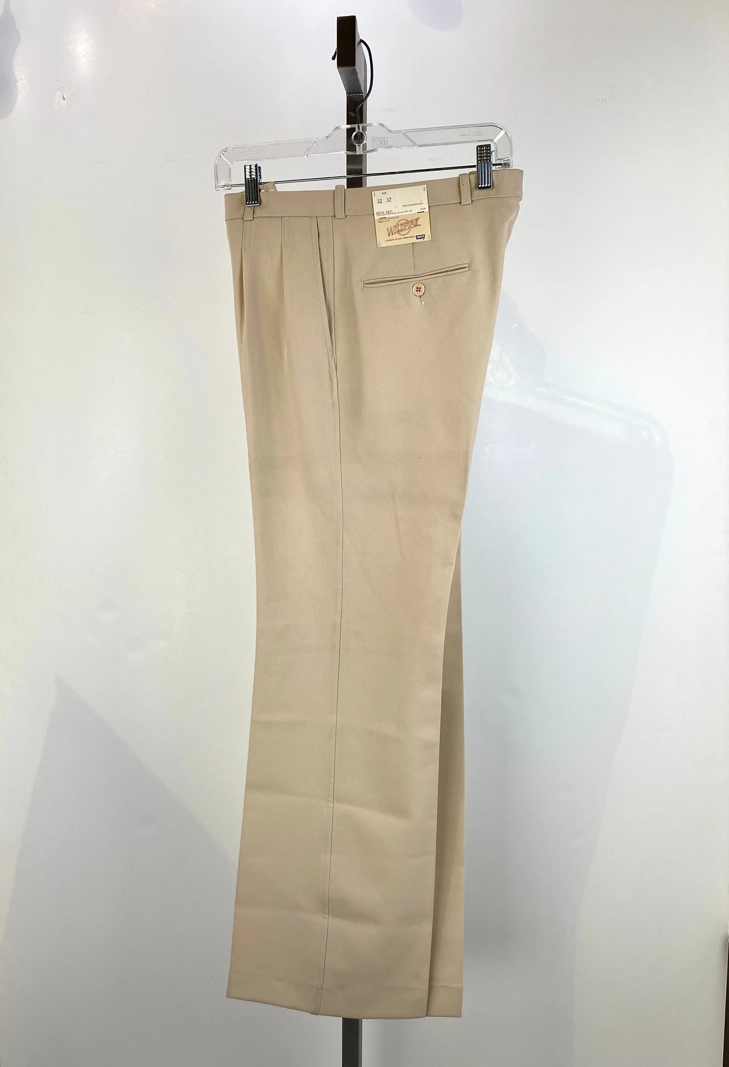 Vintage 1970s Deadstock Flared Levi's Trousers, Men's Beige Slacks, NOS