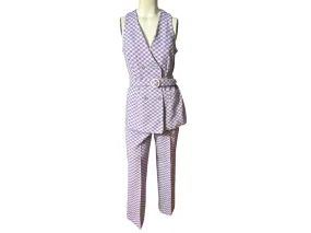 Vintage 70's purple check jantzen suit M