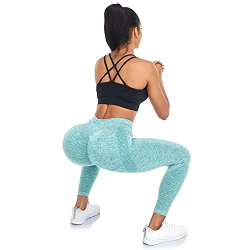 WANAYOU Butt Scrunch Seamless Leggings for Women High Waisted Booty Workout Yoga Pants Ruched Butt Lift Textured Peach Lift Tights 25 inch Green Medium