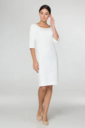 White jacquard pencil dress