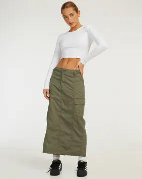 Widya Cargo Midi Skirt in Dark Olive