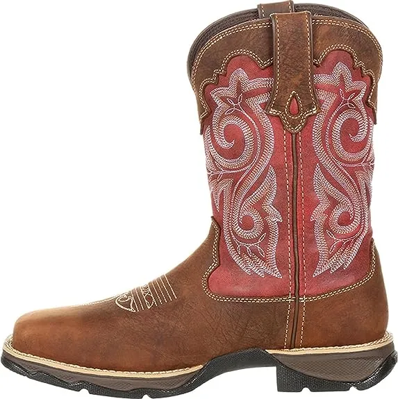 Women's Durango Rebel Briar Brown and Rusty Red WP, SR, EH Western Composite Toe Boot