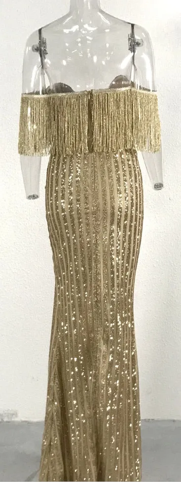 Women's Glitter V-Neck Maxi Dress