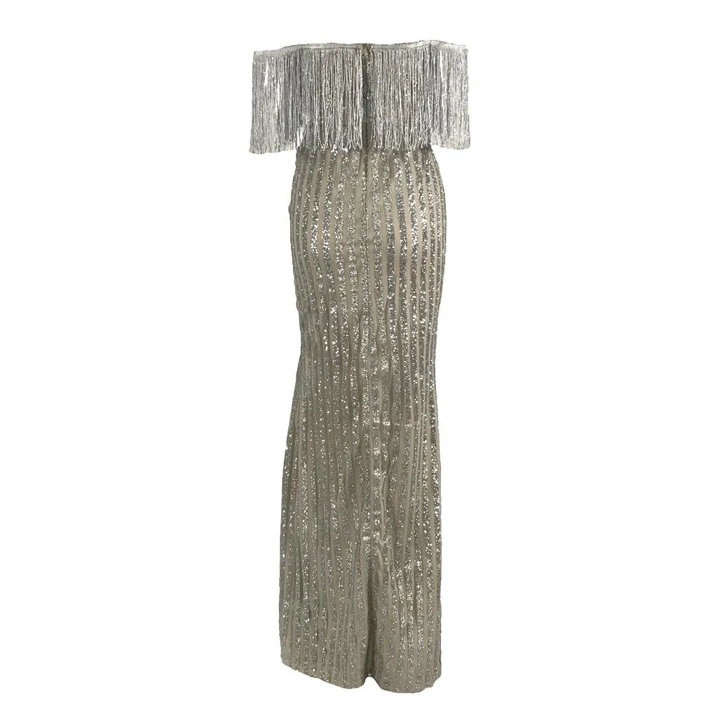 Women's Glitter V-Neck Maxi Dress