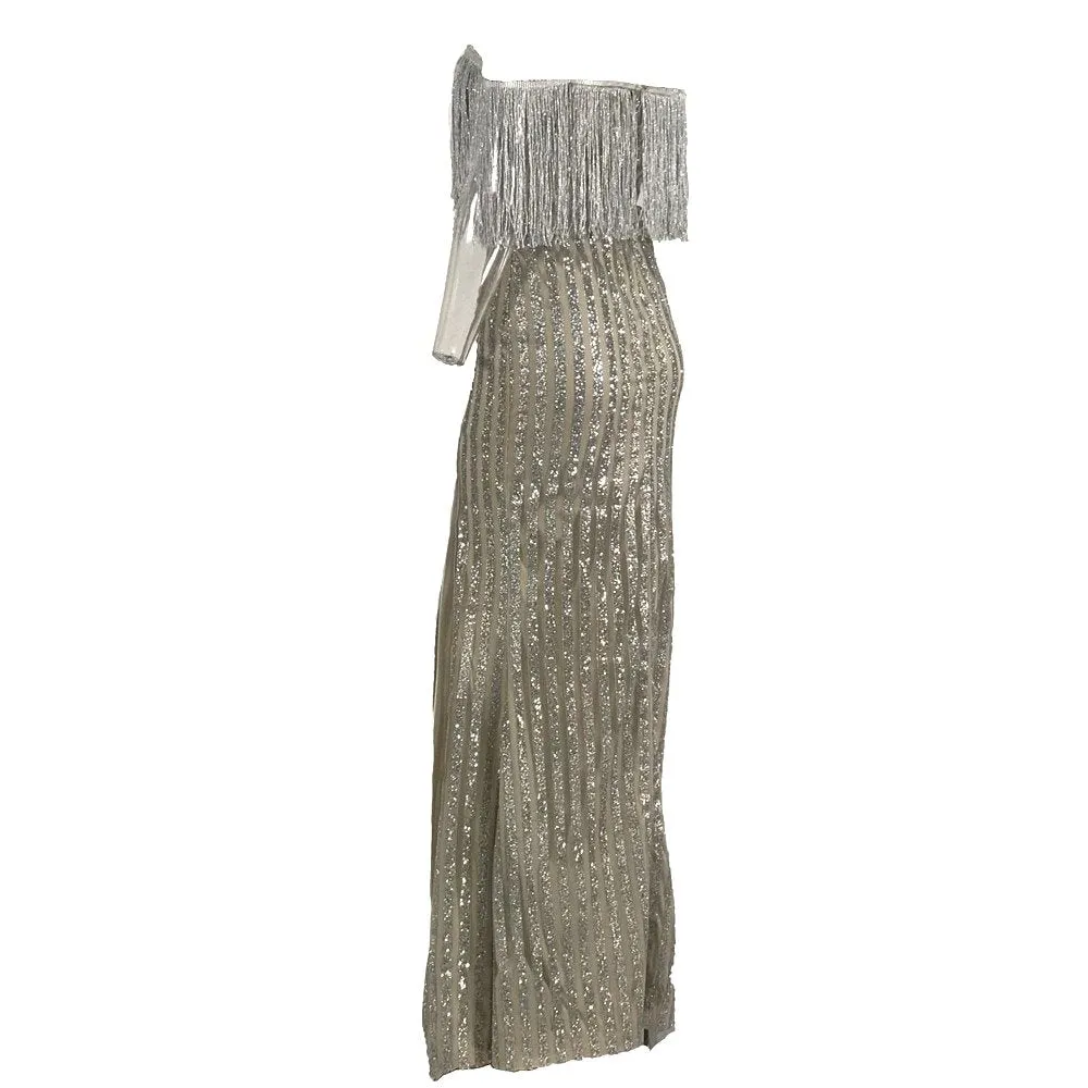 Women's Glitter V-Neck Maxi Dress