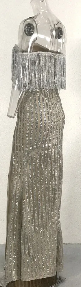 Women's Glitter V-Neck Maxi Dress