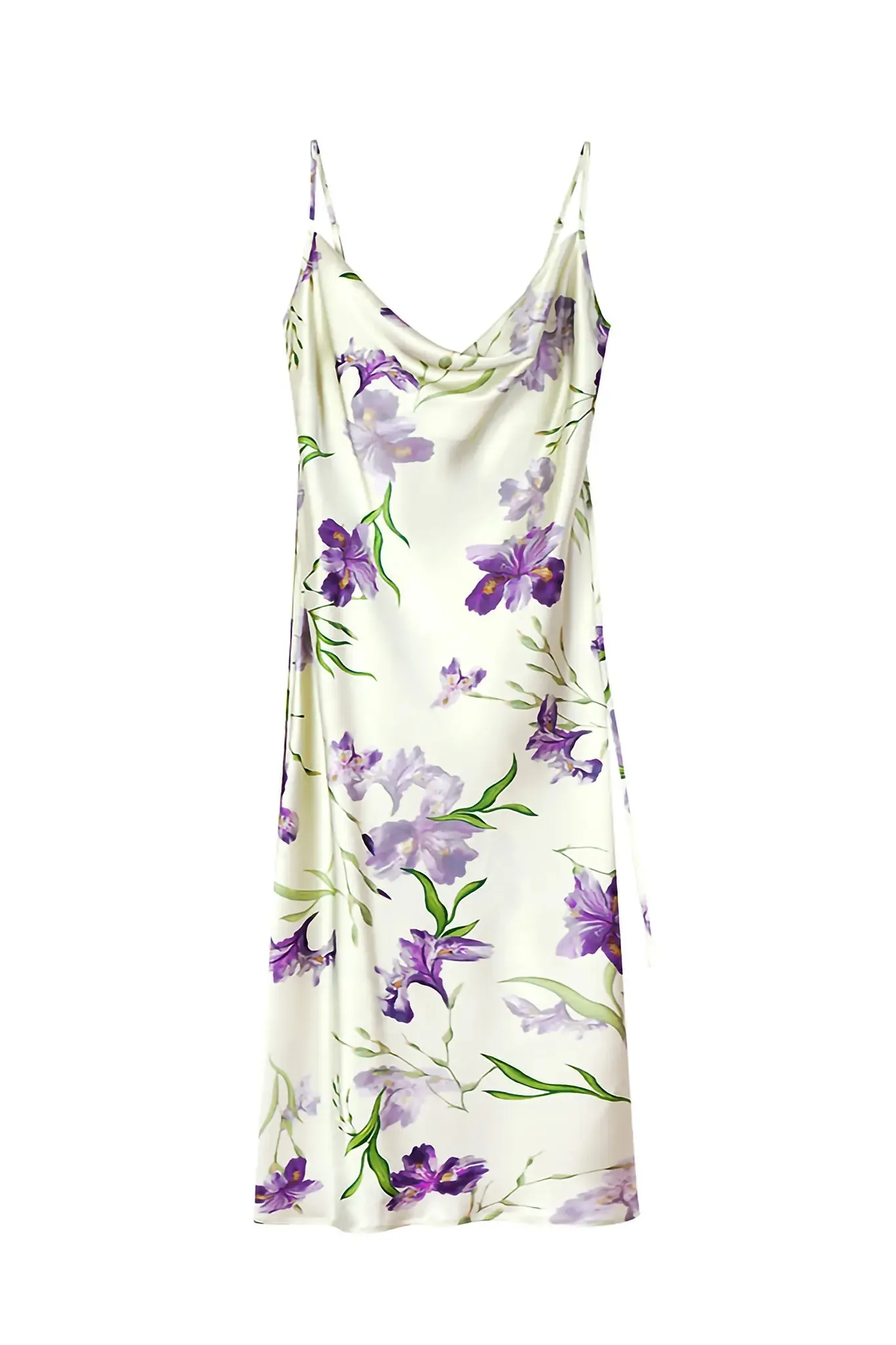 Women's Mulberry Silk Swing Neckline Floral Printed Slip Dress