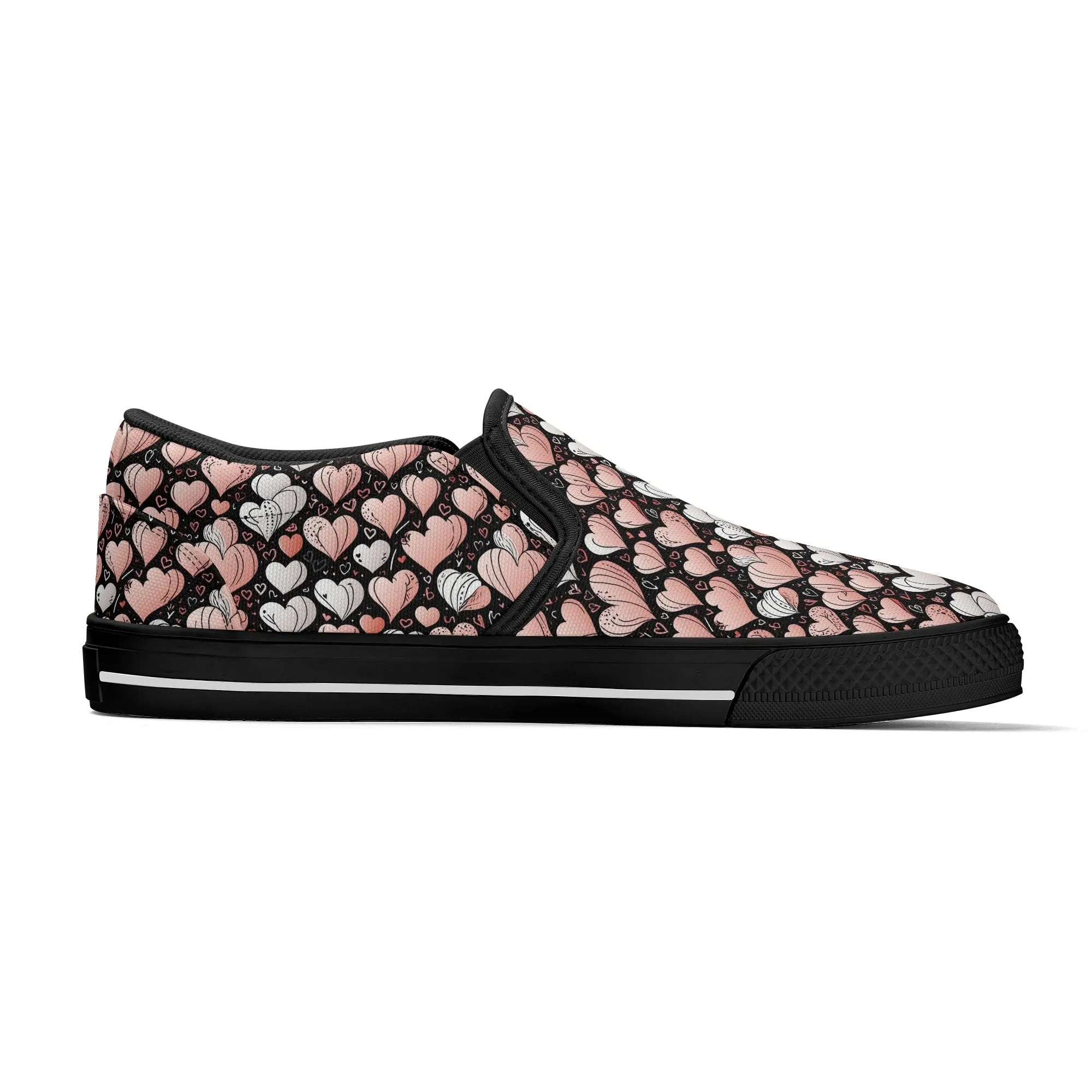 Womens Pink Hearts Rubber Slip On Shoes