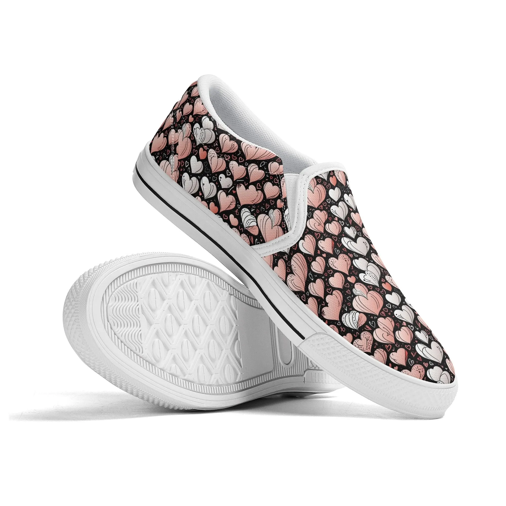 Womens Pink Hearts Rubber Slip On Shoes