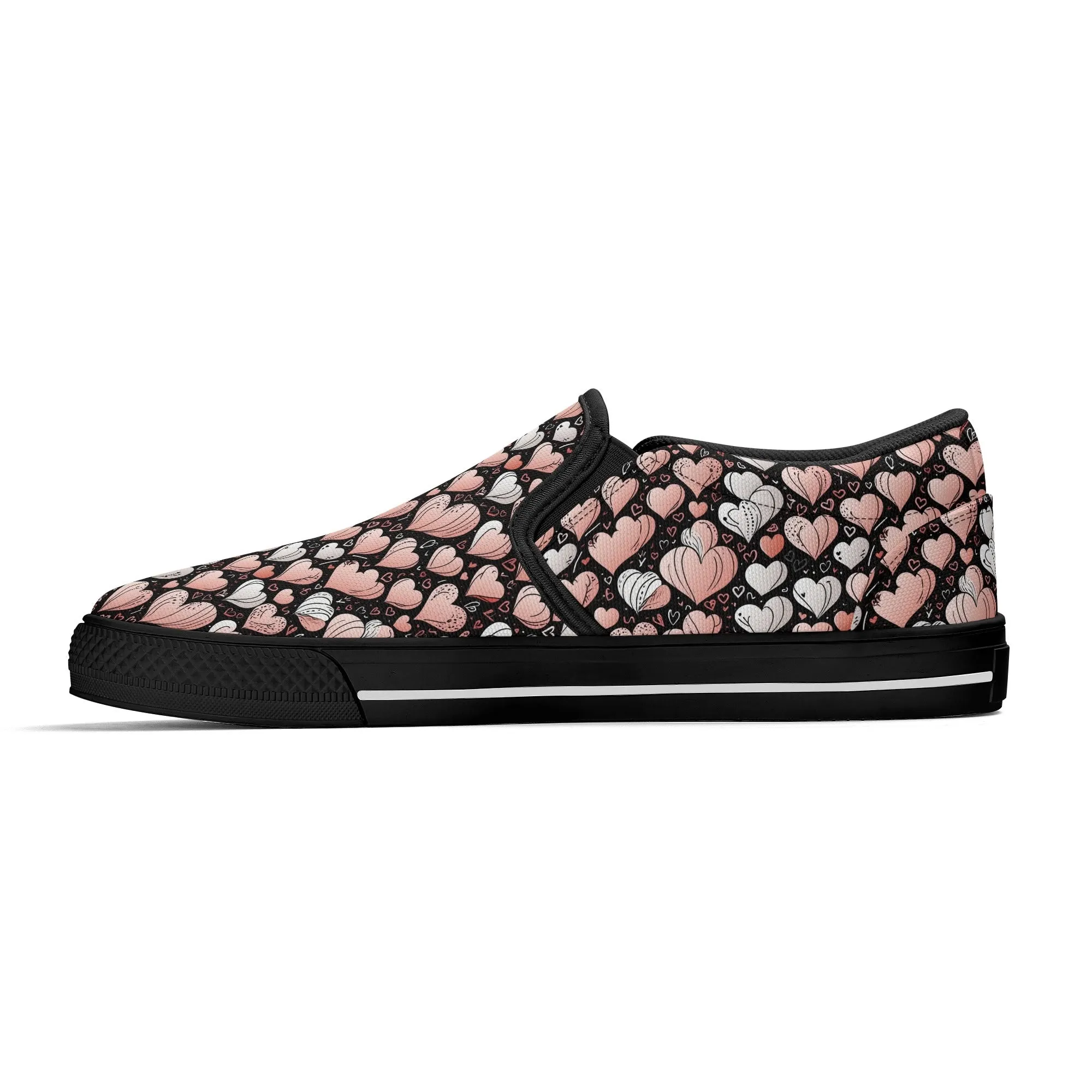 Womens Pink Hearts Rubber Slip On Shoes