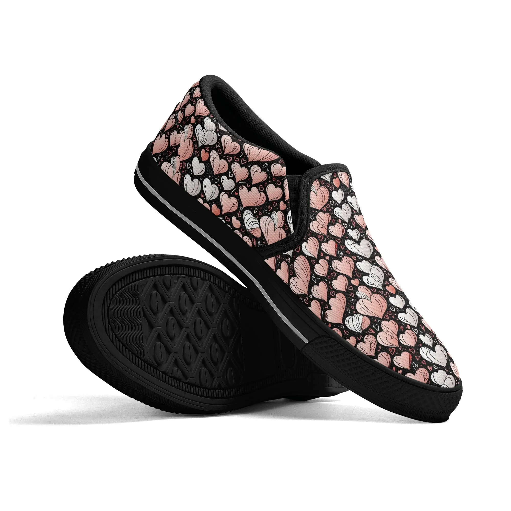 Womens Pink Hearts Rubber Slip On Shoes