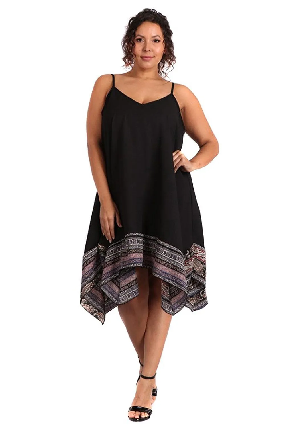 Womens Plus Size Paisley Boho Asymmetric Midi Dress U.S.A