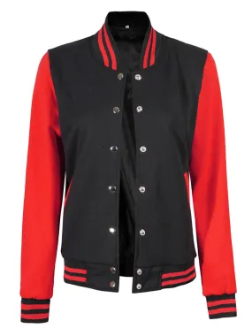 Womens Red and Black Varsity Jacket